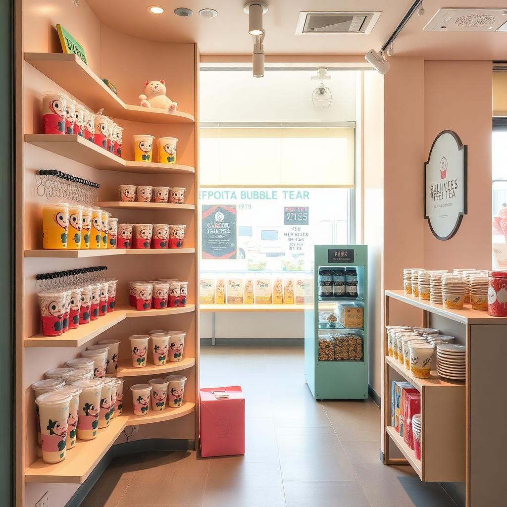 Bubble tea shop merchandise corner