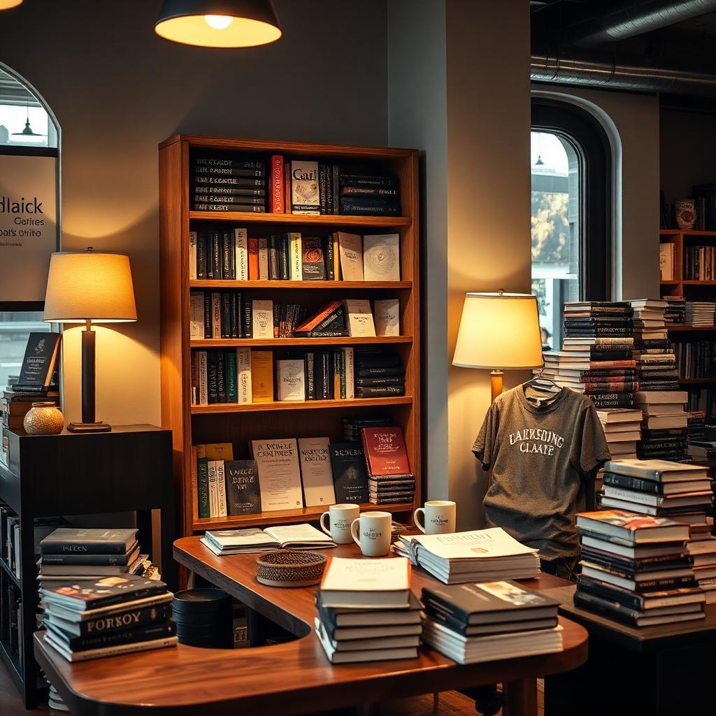 Bookstore + café merchandise corner